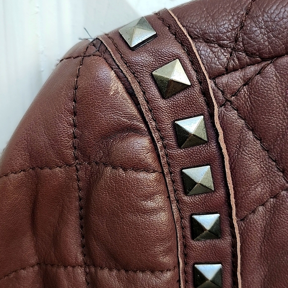 Rebecca Taylor Burgandy Quilted Leather Jacket, Size S - Picture 12 of 12